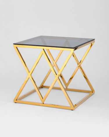 Журнальный стол Stool Group ИНСИГНИЯ 55x55 Золото стекло smoke