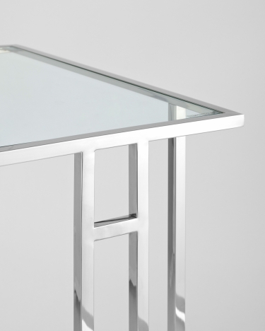 Журнальный столик Stool Group Бостон 50x32 Серебро стекло прозрачное