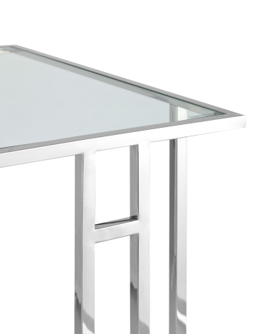 Журнальный столик Stool group 50х32 БОСТОН, прозрачное стекло, сталь серебро