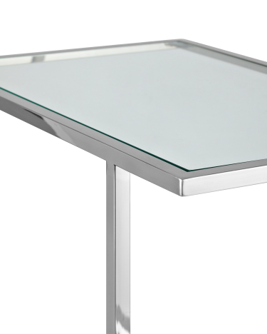 Журнальный столик Stool group 50х32 БОСТОН, прозрачное стекло, сталь серебро