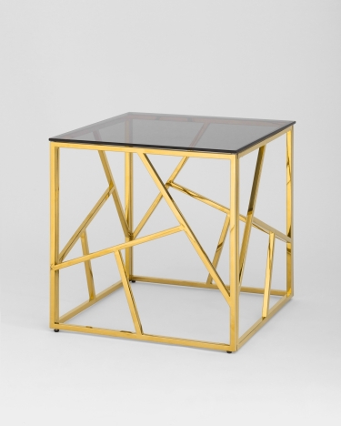 Журнальный столик Stool Group АРТ ДЕКО 55x55 Золото стекло smoke