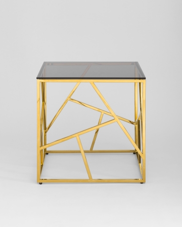 Журнальный столик Stool Group АРТ ДЕКО 55x55 Золото стекло smoke