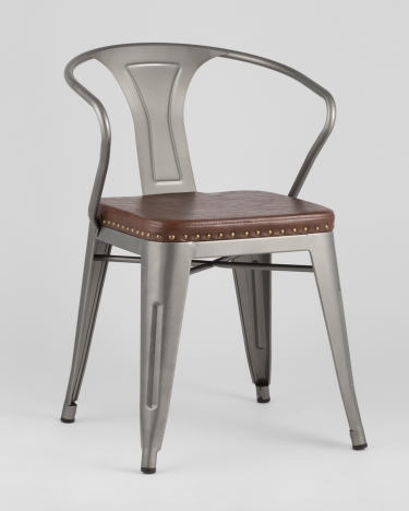 Стул Stool Group TOLIX ARMS SOFT с подлокотниками Серебристый