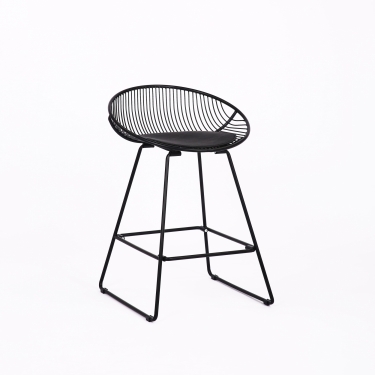 Стул барный Stool Group UFO черный металл с черной подушкой из экокожи