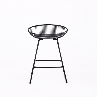 Стул барный Stool Group UFO черный металл с черной подушкой из экокожи
