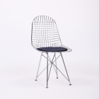 Стул обеденный Stool Group Eiffel из хромированного металла с черной подушкой из экокожи