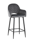 Стул полубарный Stool Group Венера диамант велюр серый ножки металл черный