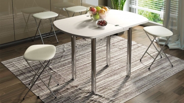 Стол обеденный с хром. ножками Лион мини СМ-204.01.2 Дуб Белфорд