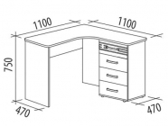 Стол угловой Витра Британия 52.15