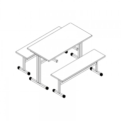 Стол обеденный 6-и местный с двумя подвесными скамьями АЛц.СТШС-6