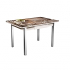 Стол нераздвижной с ящиком 1,2 Риал Победа, СТЕКЛО, опоры полуовал ХРОМ, Беленый дуб/128947691_78939