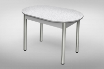 Стол обеденный Форт Овальный ХРОМ 1кат 4137 Касабланка ЛДСП белый