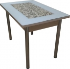 Стол обеденный Форт Прямоуг. ажур ХРОМ Р-26 белая ЛДСП белый