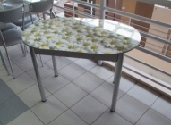 Стол обеденный Форт Универсальный фп Ромашкм Д006 ЛДСП серый