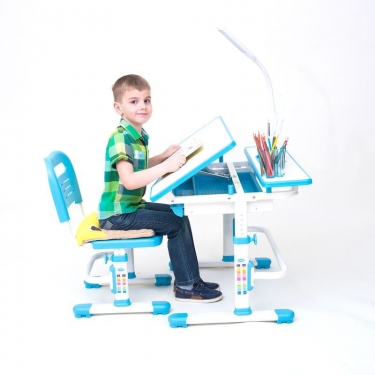 Комплект парта и стул с чехлом RIFFORMA RIFFORMA Comfort-07 Белый Голубой