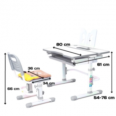 Комплект парта и стул с чехлом RIFFORMA RIFFORMA Comfort-07 Белый Серый