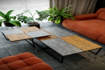 Стол журнальный Мебелик Фьюжн квадро Дуб американский/серый бетон