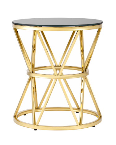 Журнальный столик Stool group ВИВА, 50х50, стекло черное, сталь золото