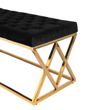 Банкетка-скамейка Stool group ИНСИГНИЯ, вельвет черный, сталь золото