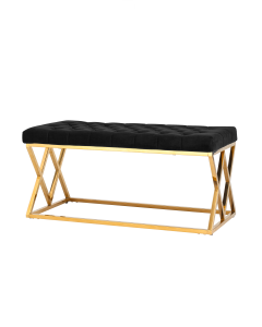 Банкетка-скамейка Stool group ИНСИГНИЯ, вельвет черный, сталь золото