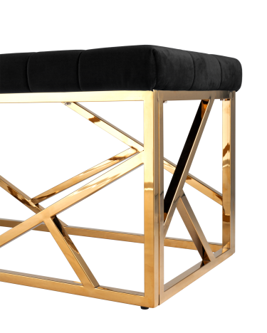 Банкетка-скамейка Stool group АРТ ДЕКО, вельвет черный, сталь золото