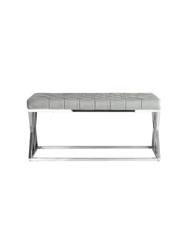 Банкетка-скамейка Stool group ИНСИГНИЯ, вельвет серый, сталь серебро