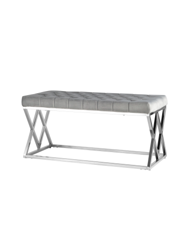 Банкетка-скамейка Stool group ИНСИГНИЯ, вельвет серый, сталь серебро