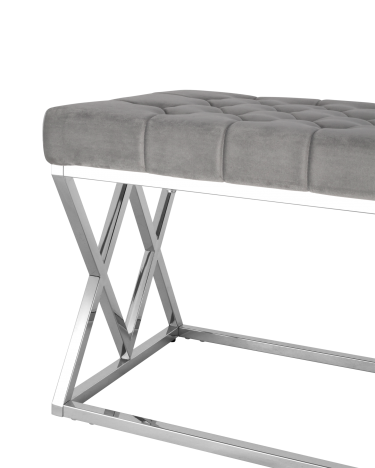 Банкетка-скамейка Stool group ИНСИГНИЯ, вельвет серый, сталь серебро