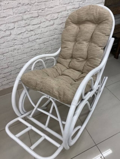 Кресло - качалка с толстой или тонкой подушкой 05/04 белый матовый