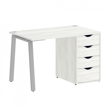 Стол письменный Рива HOME OFFICE VR.SP-3-118.4.A Снежная Платина/Серый металл