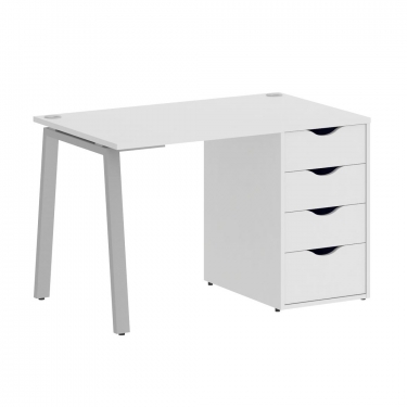 Стол письменный Рива HOME OFFICE VR.SP-3-118.4.A Белый/Серый металл