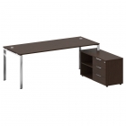 Стол рабочий руководителя с опорной тумбой левый Рива METAL SYSTEM DIRECT БГ.СРТ-6.8 Пр Венге Цаво
