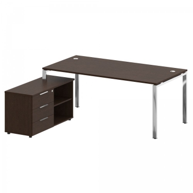 Стол рабочий руководителя с опорной тумбой левый Рива METAL SYSTEM DIRECT БГ.СРТ-5.9 Л Венге Цаво