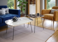 Комплект журнальных столов Любимый дом Тип 2 низкий и высокий Камень Пьетра чёрный Статуарио Белый