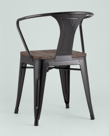 Стул с подлокотниками Stool Group TOLIX ARM WOOD Черный