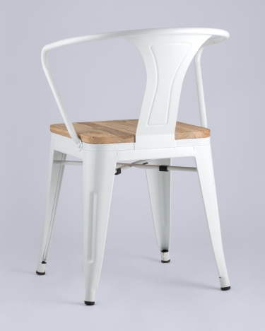 Стул с подлокотниками Stool Group TOLIX ARM WOOD Белый