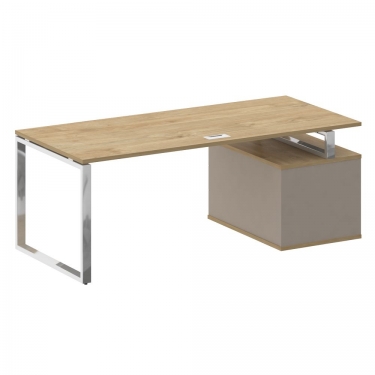 Стол руководителя с опорной тумбой , левый Рива SHIFT SK.SRT-200 L Тиквуд Светлый/Капучино