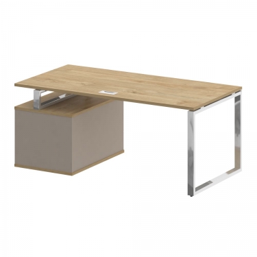 Стол руководителя с опорной тумбой , правый Рива SHIFT SK.SRT-180 R Тиквуд Светлый/Капучино
