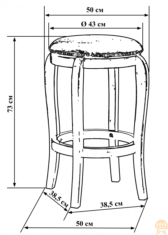 Технический рисунок табуретки