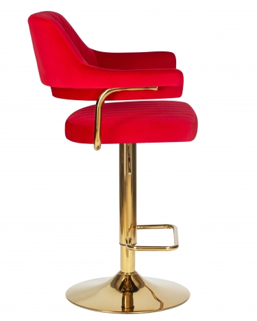 Стул барный DOBRIN DOBRIN CHARLY GOLD Красный велюр MJ9-45