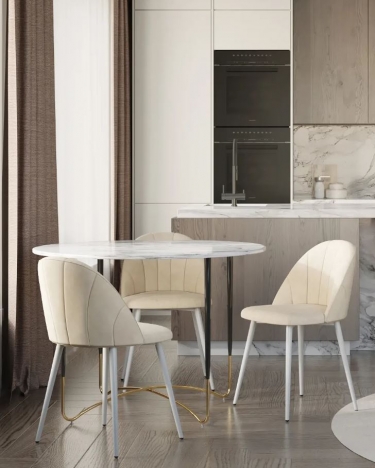 Стол обеденный Stool group Даймакс 110x110, Белый мрамор