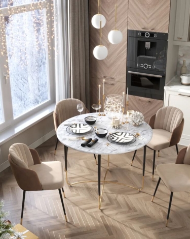 Стол обеденный Stool group Даймакс 110x110, Белый мрамор