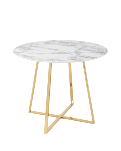 Стол обеденный Stool group Дакота, D100, Белый мрамор, ножки золото