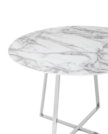 Стол обеденный Stool group Дакота D100, белый мрамор, ножки хром