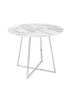 Стол обеденный Stool group Дакота D100, белый мрамор, ножки хром