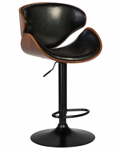 Стул барный Dobrin Karter Black* коричевый орех дерево Bww, черный PU