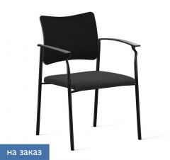 Кресло на черных опорах, обитое, с подлокотниками PINKO UPH 4legs black SLW 50 Arms Черное