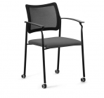 Кресло на колесах, с подлокотниками Profoffice Pinko Mesh cast black Montana 804 Arms Серый Черный
