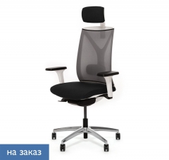 Кресло с подголовником DION W Mesh Gr 870 1DW alum SLW 50 headrest Черный Серый Белый Хром