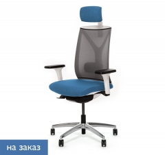 Кресло с подголовником DION W Mesh Gr 870 1DW alum SLW 58 headrest Голубой Белый Хром